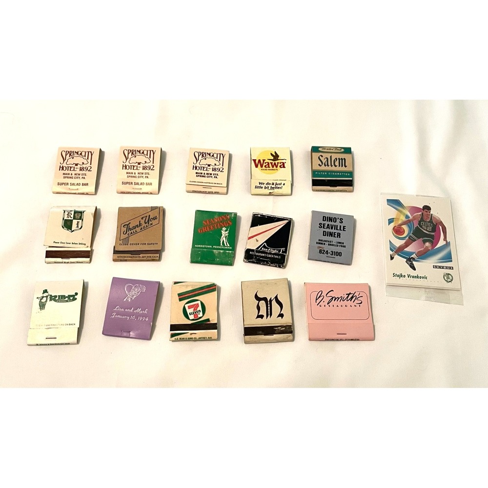 15 Vintage Matchbooks Northeast  Restaurant Hotel Wawa 7-11 Basketball Tdg Card
